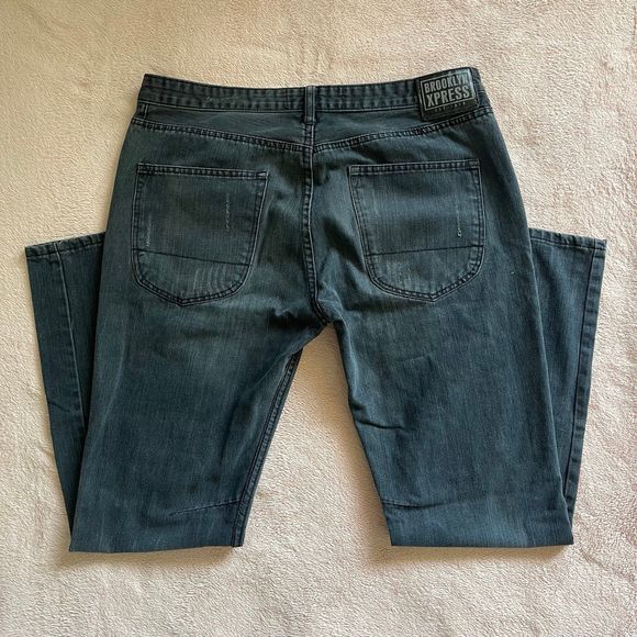 Brooklyn Xpress Men’s Blue Distressed Straight Jeans Size 36x32 - Picture 4 of 7